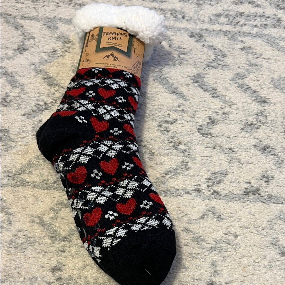 Black and Red Heart Pattern Socks